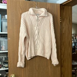 Beautiful soft pink sweater w/gem zipper pull XL smoke free & pet friendly home
